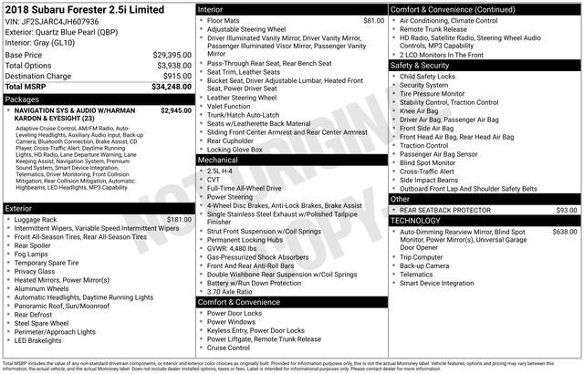2018 Subaru Forester 2.5i Limited