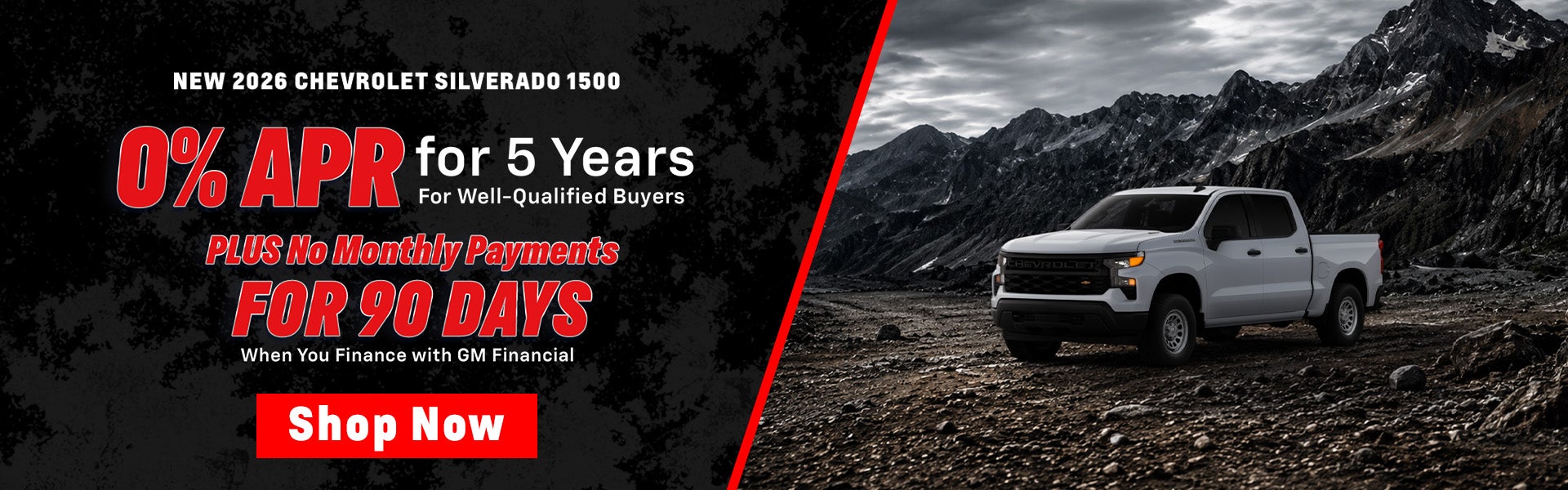 2026 Chevrolet Silverado 1500 0% APR for 60 months and no pa