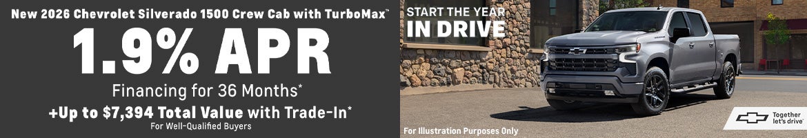 1.9% APR + $7,394 value on 2026 Chevy Silverado in Morristown, TN